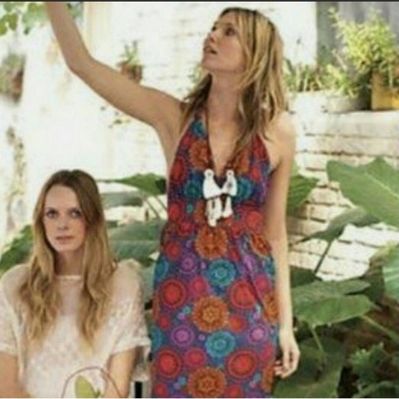 Anthropologie Fish Fry multi colorful halter Mini Dress sz M - Picture 11 of 11